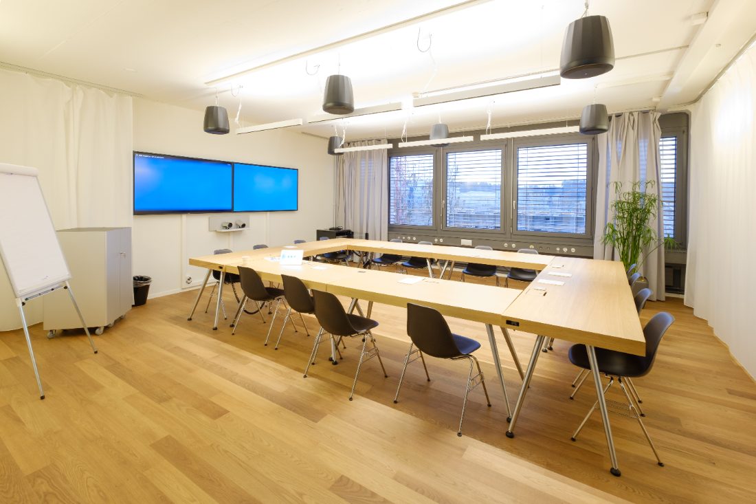 Boardroom with dual screens