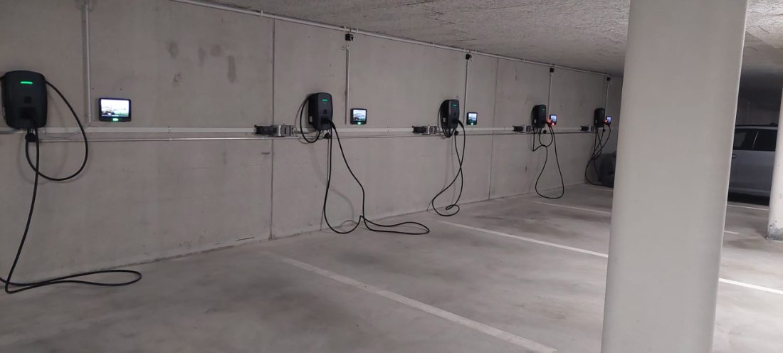 EV charging in a daycrunch garage